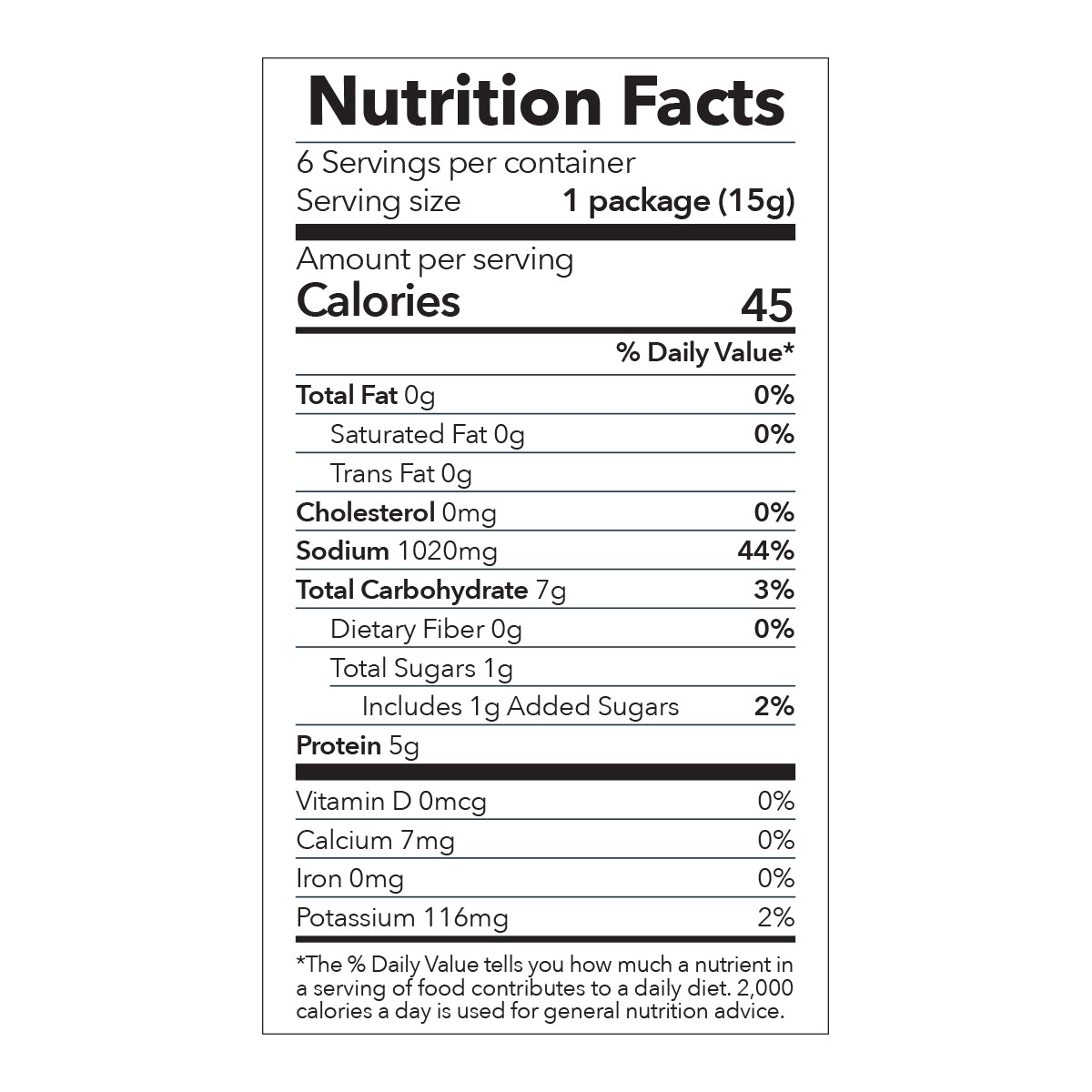 Soy Sauce Foam Mix Nutrition Facts